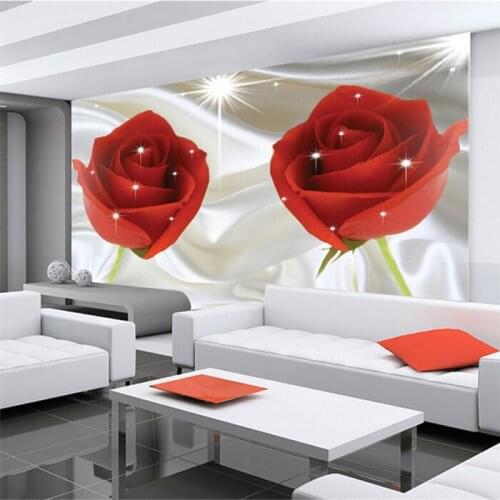 Wholesale romantic Red Rose mural 3d wall photo mural for bedding room TV sofa background 3d wall mural fresco papel de parede