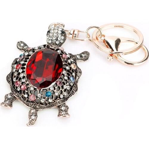 Novelty Crystal Tortoise Turtle Key Chain Women Bag Purse Jewelry Delicate Accessories Keychain Fashion Key Buckle