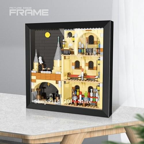 QL1910 Inside The Frame Of The Magic Castle Mural Building Block Brick Wall Painting Picture 3D Modle Idea Series For kids Toy