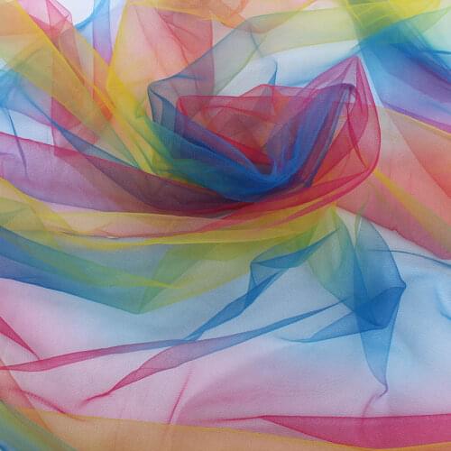 Multicolor Rainbow Net Yarn Fabric soft Tulle Fabric Children Tutu Skirt Dancer DIY Decor 150cm by Yard