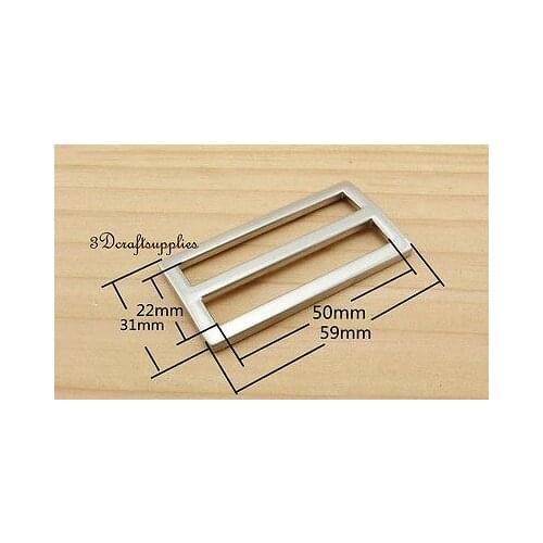 Strap adjuster rectangle sliders alloy polished nickel 50mm 2 inch 10pcs U143