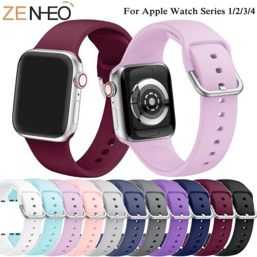 Silicone Sport Band Strap for Apple Watch 5 4 3 2 1 42MM 38MM Rubber Strap Wristband Bracelet for Iwatch Series 4 3 40mm 44mm