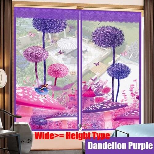 Wide Mushroom Dandelion Butterfly Door Window Mesh Screen Zipper Opening Yarn Air Tulle Fly Mosquito Net Curtain Remove Washable
