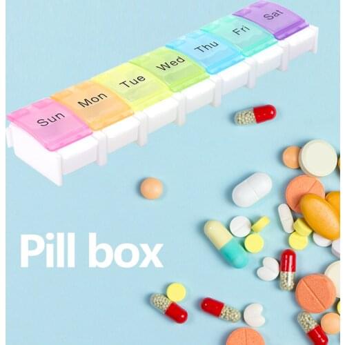 Grids 7 Days Weekly Candy Pill Case Medicine Tablet Dispenser Organizer Pill Box Splitters Pill Storage Organizer Container