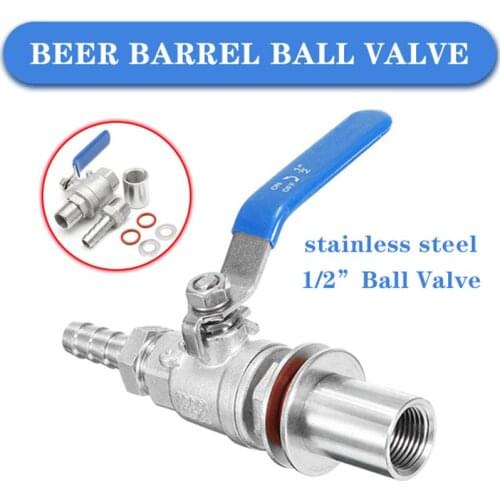 1/2 Inch Stainless Steel Weldless Ball Valve Kit Beer Barrel Valve For Beer Kettle Pot Durable Home Supplies