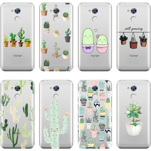 Silicone Phone Case For Huawei Honor 6 5A 4X 5X 6X Cactus Flora Flower Green Soft Back Cover For Huawei Honor 4C 5C 6A 6C Pro