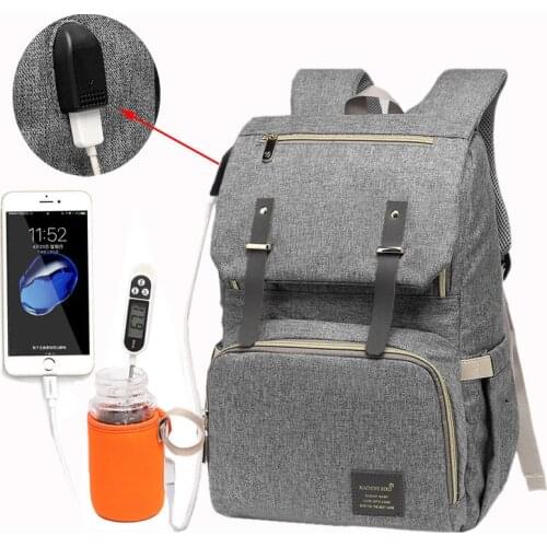 Nappy Bag USB Baby Diaper Bag Mummy Daddy Backpack Large Capacity Waterproof Casual Laptop Bag Rechargeable Holder for Bottle