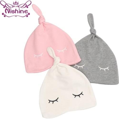 1 PCS Comfortable Soft Double Layer Warm Infant Sleeping Caps Cute Cartoon Print Knitting Cotton Hats Fashion Baby Girl Headwear