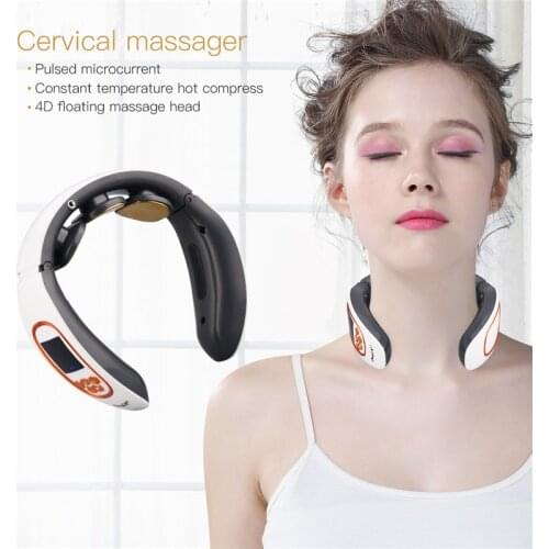 Ckeyin Smart Electric Neck Massager Pain Relief Health Care Pulse Massage Heated Relaxation Remote Control Physiotherapy Machine