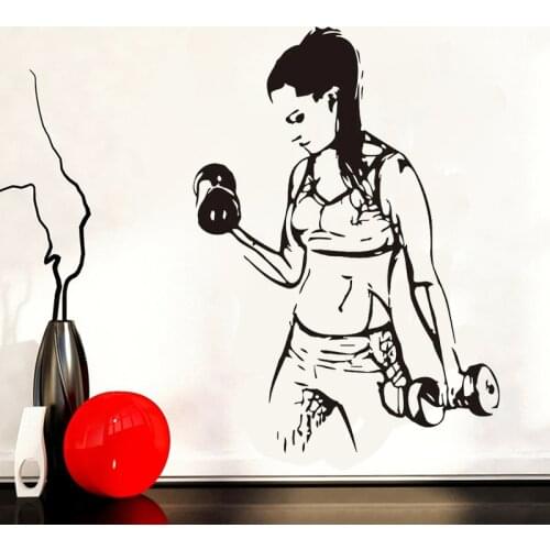 Gym Wall Sticker Work out gym sport crossfit fitness healthy Vinyl Wall Decals Dumbbell exercise Gym Decoration Poster C081