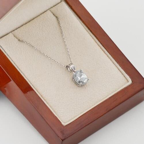 Women Silver Necklace with Oval White Zircon Stone Fashion Trendy Women Accesories 925 Silver Famale Gift Made in Turkey