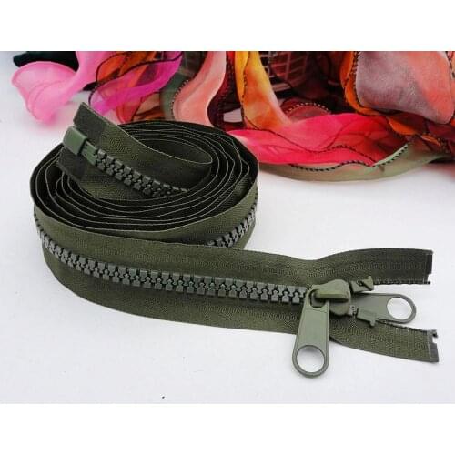10# resin zipper army green for catamaran/tent /garage/sewing tent zipper double puller 220cm 250cm 350cm/piece