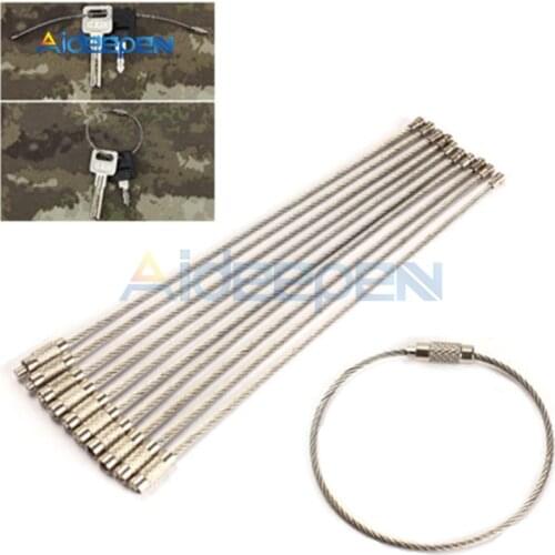 10Pcs/lot Wire Rope Key Chain High Quality Stainless Steel Wire Key Chain Carabiner Cable Key Ring Outdoor Hiking Key Holder
