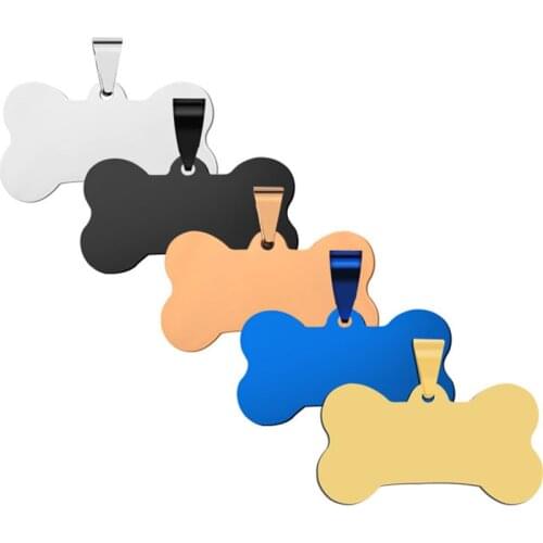 10 Pcs/Lot Blank Engraved Personalized DIY Pet Dog Cat Name ID Stainless Steel Tag Bone Collar Pendant
