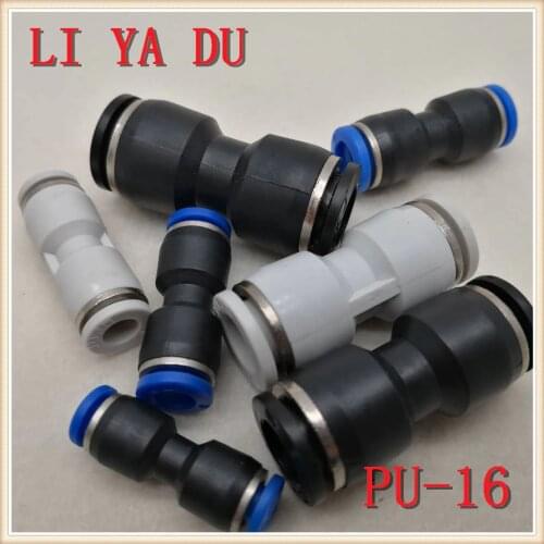 10pcs/lot PU-16 Pneumatic pipe joint quick pass direct plug 16mm