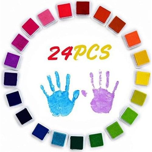 3x3cm Childrens Finger Paint Color Ink Pads Set of 24 Color DIY Finger Paint Pigment Ink Pads