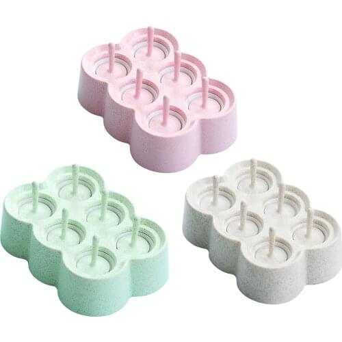 Behogar 6 Slots Mini Cute Summer DIY Ice Pops Moulds Ice Cream Bar Molds Maker for Frozen Homemade Popsicle Ice Lolly Supplies