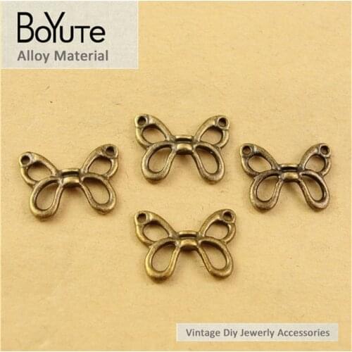 BoYuTe (50 Pieces/lot) 15*10MM Vintage Style Antique Bronze Plated Butterfly Charms Diy Metal Jewelry Making Findings