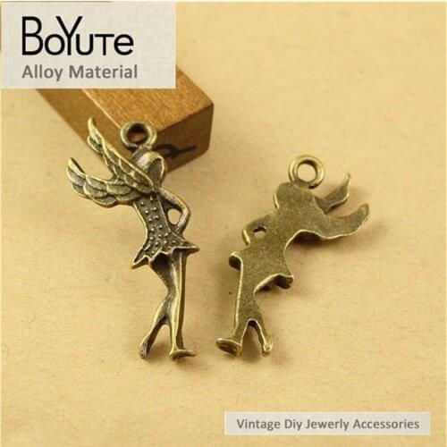 BoYuTe (50 Pieces /lot) 30*13MM Antique Bronze Plated Zinc Alloy Materials Angel Charms Diy Jewelry Accessories