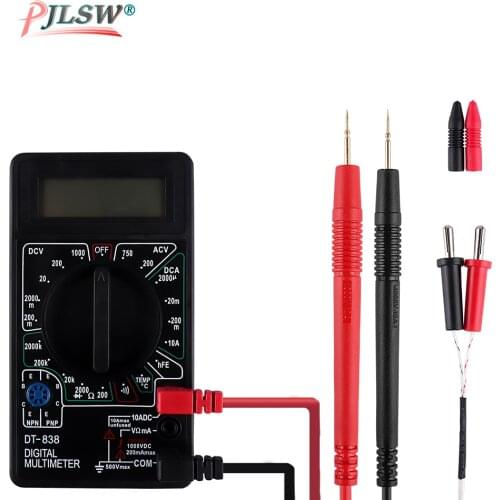 Mini Digital Multimeter DT830D voltmeter Voltage Ampere Ohm Tester Buzzer Overload protection Safety Probe DC AC LCD black