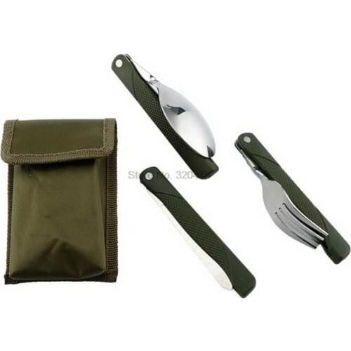 By dhl 100set practical Portable Mini Tableware Set Tool Folding Set with for Camping Picnic Stainless Steel