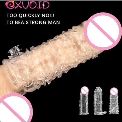 EXVOID Vagina Stimulate Penis Sleeve Cock Ring Erection Reusable Penis Extender Enlarger Delay Ejaculation Sex Toys For Men