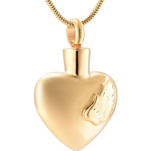 IJD9917 Angel Wing In My Heart Cremation Urn Necklace Ashes Holder Keepsake Memorial Jewelry Pendant For Women -Stainless Steel