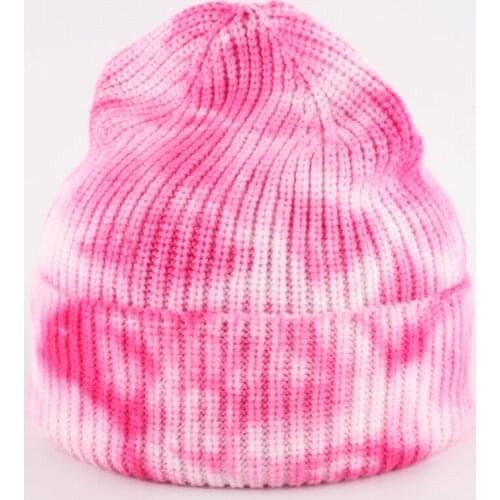 Custom Knitted Tie-Dye Beanies Hats Cool Fashion Beanie Knit Ski Cap Casual Skull Warm Winter Blank Headwear Bonnets Customized