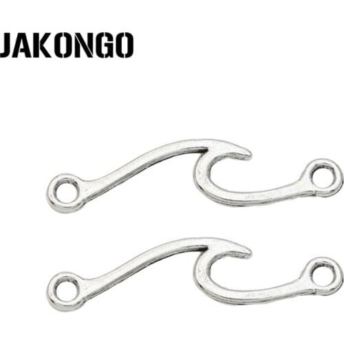 JAKONGO Antique Silver Plated Wave Connector for Jewelry Making Necklace Accessories DIY 38x9mm 30pcs/lot