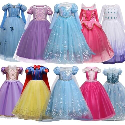 Halloween Cosplay Long Sleeve Dresses For Girls Carnival Party Fancy Dress Up Children Clothing Kids Christmas Princess Costume