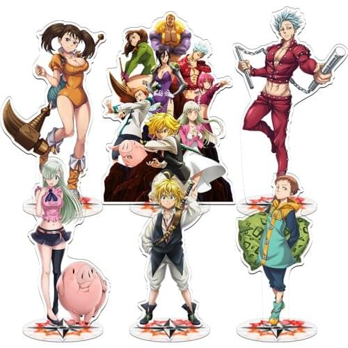 Anime The Seven Deadly Sins Meliodas Elizabeth Liones Acrylic Stand Figure Model Plate Display Tabletop Decor Cartoon Cute Toys