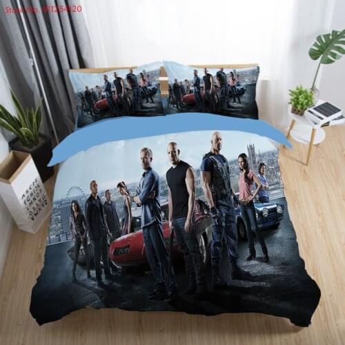 3D Fast & Furious Movies Bedding Sets Car Racing Print Bed Linen Sets Boys Bedspread Soft King Queen Bed Sets for Home Bedroom