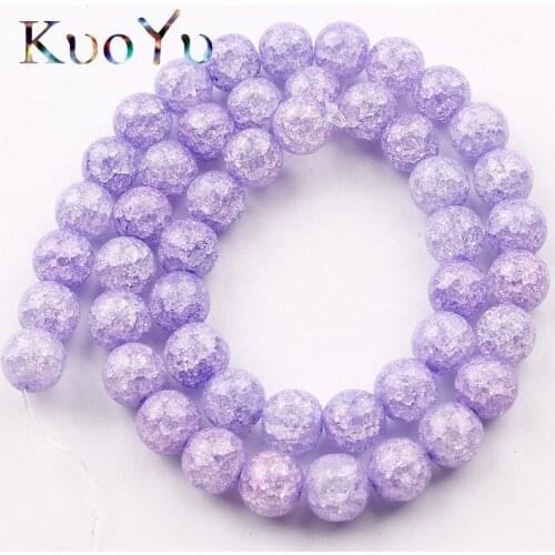 Purple Cracked Crystal Bead Round Loose Spacer Beads 6/8/10mm For Making Jewelry DIY Charms Bracelet Accessories 15'Strand/Inch
