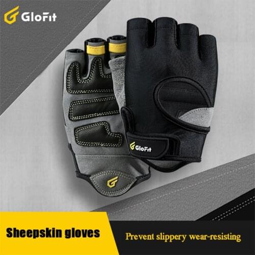 Glofit Half Finger Cycling Gloves Sheepskin Pad Summer Breathable Fitness Gloves Mens Training Outer Sport Hand Protector