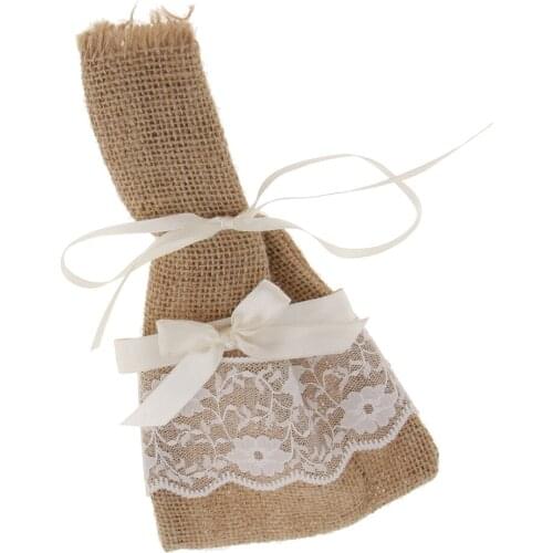 Rustic Burlap Lace Drawstring Bags Gift Bags Wedding Gift Favor