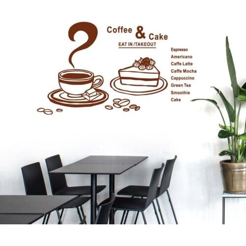 Coffee Shop Sticker Bean Milk tea Decal Cafe Cup Vinyl Art Wall Decals Decor Mural Decoration Break Coffee Glass Decals CA1010