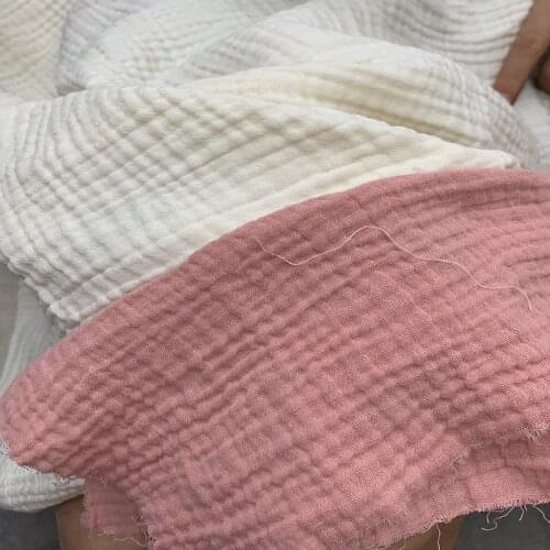 Natural 100% Cotton 3 Layers Crinkle Gauze Voile Fabric 165 cm width 160 grams baby sewing fabric 10 meters small wholesale CT01