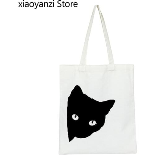 2021 New Arrival Men Women Shoulder Canvas Bag Fashion Anime Black Cat Style Eco Reusable Shopping Bag Swag Handbag Wholesale