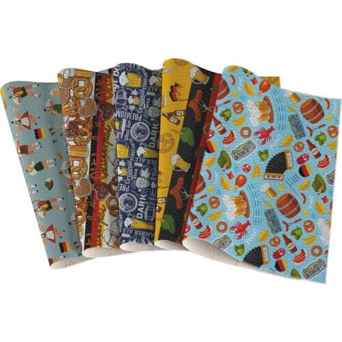 Oktoberfest Beer Pattern Printed Lychee Pattern 22x30 Cm for DIY Sewing Materials