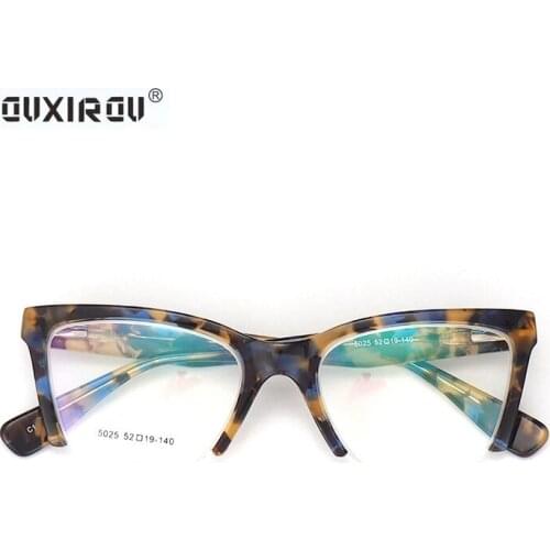 Hand Made Half Frame Optical Glasses Frame Women Cat Eye Butterfly Eyeglasses Frame Acetate Retro Eyewear Top Quality 5025