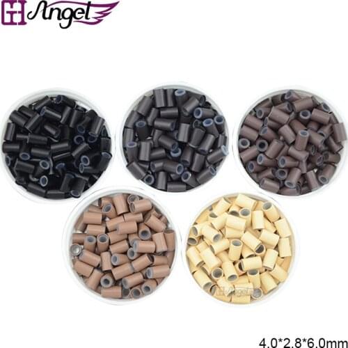 Wholesale 50000pcs 4.0*2.8*6.0mm Copper Silicone Micro Rings/Links/Tubes for Hair Extension Braiding Tools 5 colors optional