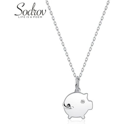 SODROV 925 Sterling Silver Cute Pig Pendant Necklace Simple and Romantic Style Silver Necklace Silver 925 Jewelry for Women