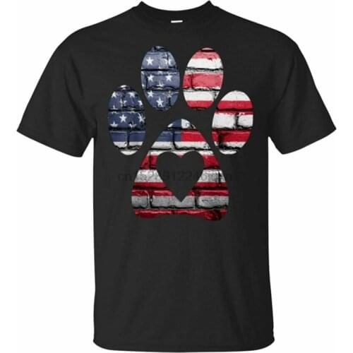 Patriotic Dog Paw Black Short Sleeve T-Shirt For Men Size S-4Xl Customize Tee Shirt