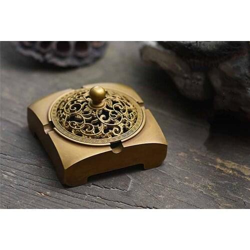 PINNY Antique Brass Incense Burner Buddhist Incense Holder Smell Removing Metal Craft Living Room Censer Home Fragrance
