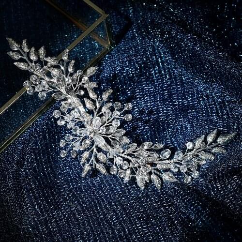 Silver Color Rhinestone Leaf Clip Headband Bride Tiara Headband Wedding Accessories Ladies Hair Jewelry