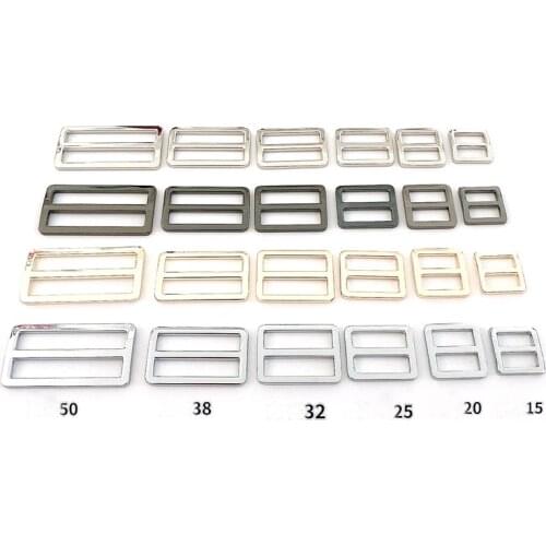 20Pcs Gold Silver Gunmetal Metal Tri-Glide Slider Adjustable Buckle for Bags Webbing 15/20/25/32/38mm