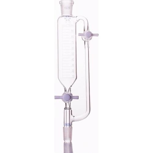 Separatory funnel constant pressure cylindrical shape,standard ground mouth 100ml,Joint 19/26+19/26,Double PTFE switch valve