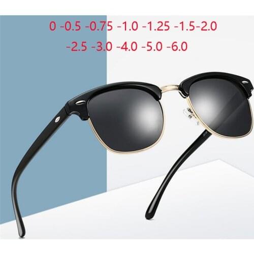 0 -0.5 -1.0 To -4.0 Prescription Sunglasses Men Women Minus Degree Semi-Rimless Myopia Sunglasses Oculos De Sol Gafa