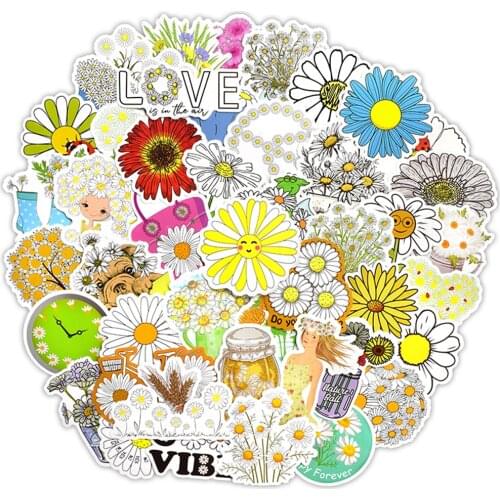 10/30/50 PCS Flowers Daisies Stickers for Kids Girls Vsco Pegatinas Fashion Element Daisy Suitcase Bike Guitar Laptop Toys Decal
