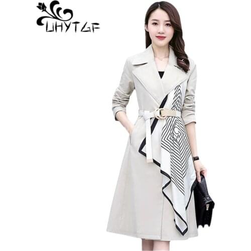 UHYTGF windbreaker women new fashion double-breasted casual autumn trench coat for women Korean loose plus size coat female 1234